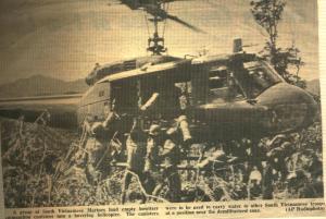 Photo of my helicopter in the newspaper for the U.S. troops in Viet Nam.